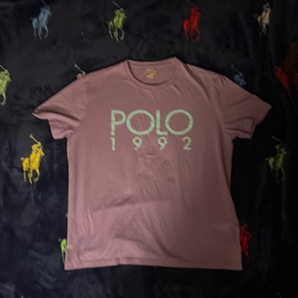 Ralph Lauren polo tee shirt polo 1993 lilac mens t size L